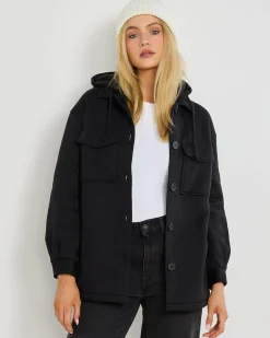 Jackets & Coats*Mooloola Claudia Hooded Shacket Black/black
