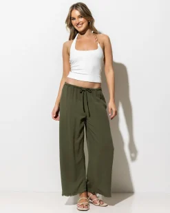 Sets|Linen Blend*Mooloola Cleo Dallis Pants Khaki