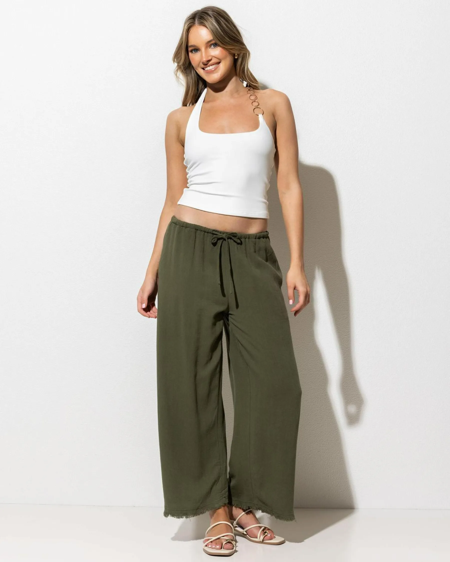 Sets|Linen Blend*Mooloola Cleo Dallis Pants Khaki
