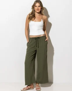 Sets|Linen Blend*Mooloola Cleo Dallis Pants Khaki