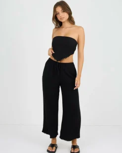Sets|Linen Blend*Mooloola Cleo Dallis Pants Black