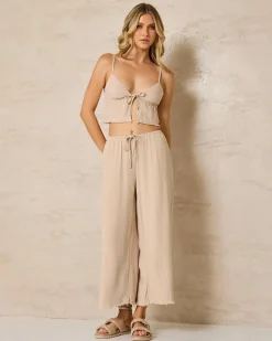 Sets|Linen Blend*Mooloola Cleo Dallis Pants Taupe