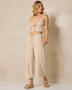 Sets|Linen Blend*Mooloola Cleo Dallis Pants Taupe