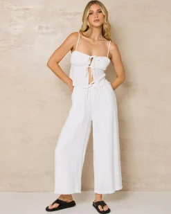 Sets|Linen Blend*Mooloola Cleo Dallis Pants White