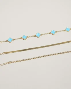 Jewelry|Jewelry*Karyn In LA Clover Bracelet Pack Turq/gold
