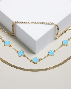 Jewelry|Jewelry*Karyn In LA Clover Bracelet Pack Turq/gold