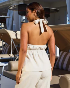 Sets|Linen Blend*Mooloola Coco Hawaii Halter Top Natural Salt And Pepper
