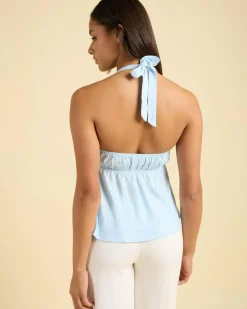 Sets|Linen Blend*Mooloola Coco Hawaii Halter Top Light Blue