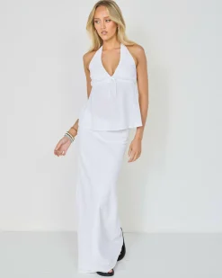 Sets|Linen Blend*Mooloola Coco Hawaii Halter Top White