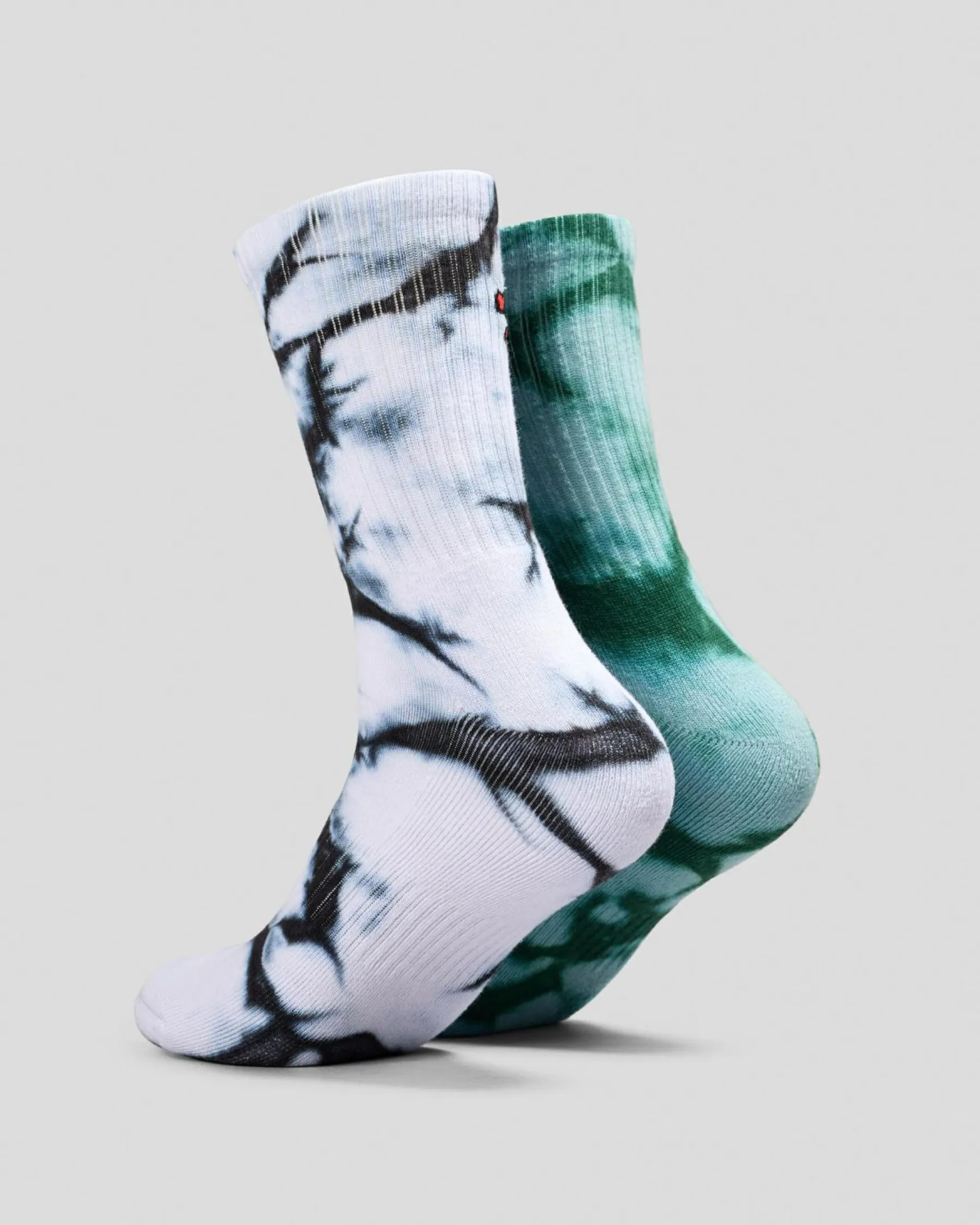Socks*Santa Cruz Comic Stack Crew Socks 2 Pack Gn Tie Dye-blk Tie Dye