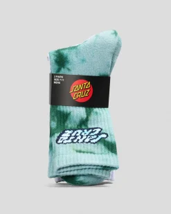 Socks*Santa Cruz Comic Stack Crew Socks 2 Pack Gn Tie Dye-blk Tie Dye