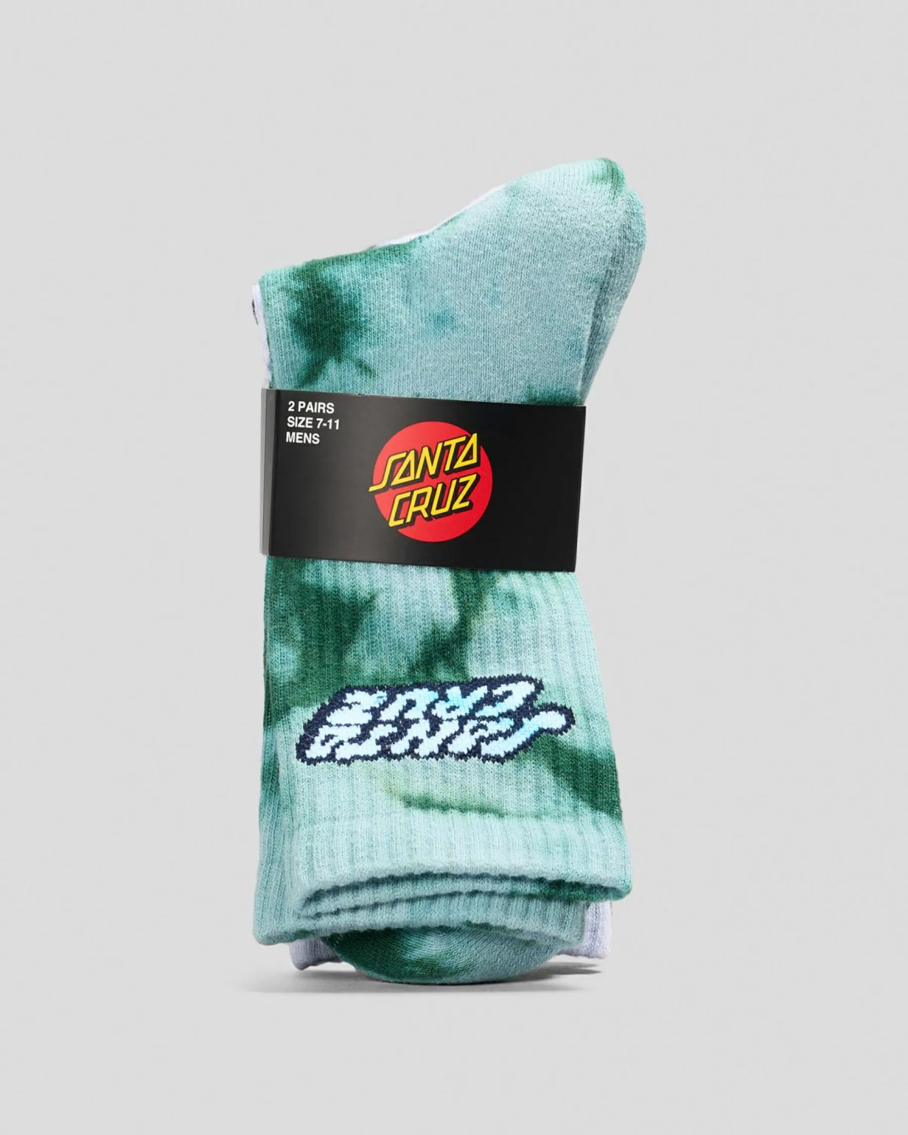 Socks*Santa Cruz Comic Stack Crew Socks 2 Pack Gn Tie Dye-blk Tie Dye