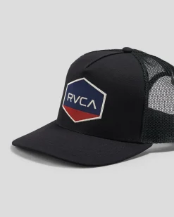 Headwear*RVCA Commonwealth Curved Trucker Cap Black