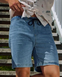 Denim|Shorts & Bottoms*Salty Life Comprise Elastic Waist Shorts Blue