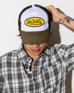 Headwear|Headwear*Von Dutch Contrast Wash Trucker Cap Moss White