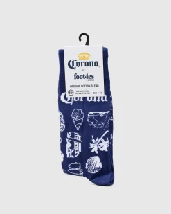 Socks*FOOT-IES Corona Outline Organic Cotton Socks Navy