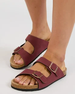 Sandals*Ava And Ever Cortina Slide Sandals Burgundy