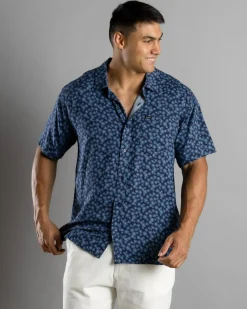 Tops & T-Shirts|Linen Blend*RVCA Cosmos Short Sleeve Shirt Outer Space