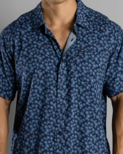 Tops & T-Shirts|Linen Blend*RVCA Cosmos Short Sleeve Shirt Outer Space