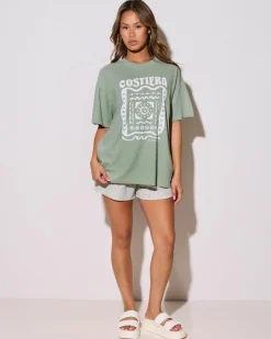 Hot Costiera Relaxed T-Shirt Women Linen Blend|Tops