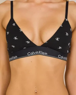 Intimates & Sleepwear*Calvin Klein Cotton Lined Triangle Bralette Black Diamond Logo Print
