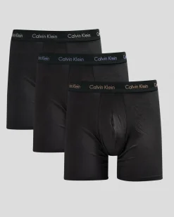 Underwear & Sleepwear*Calvin Klein Cotton Stretch Boxer Brief 3 Pack Black W/ Royal Iris/authentic Grey/dusty Tan Logo