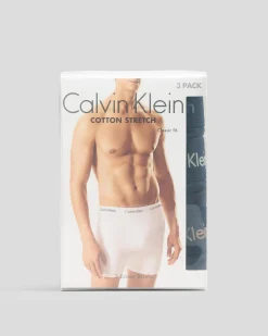 Underwear & Sleepwear*Calvin Klein Cotton Stretch Boxer Brief 3 Pack Black W/ Royal Iris/authentic Grey/dusty Tan Logo