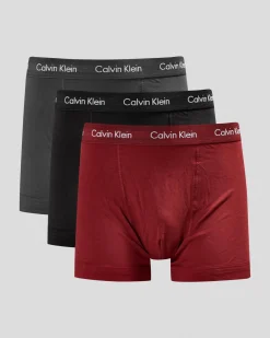 Underwear & Sleepwear*Calvin Klein Cotton Stretch Trunks 3 Pack Black/charcoal Heather/syrah