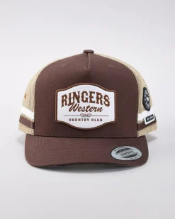 Headwear*Ringers Western Country Club Deep Fit Trucker Cap Saddle Brown
