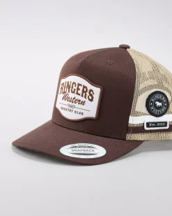 Headwear*Ringers Western Country Club Deep Fit Trucker Cap Saddle Brown