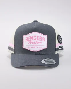 Headwear*Ringers Western Country Club Trucker Cap Ballet Pink/charcoal