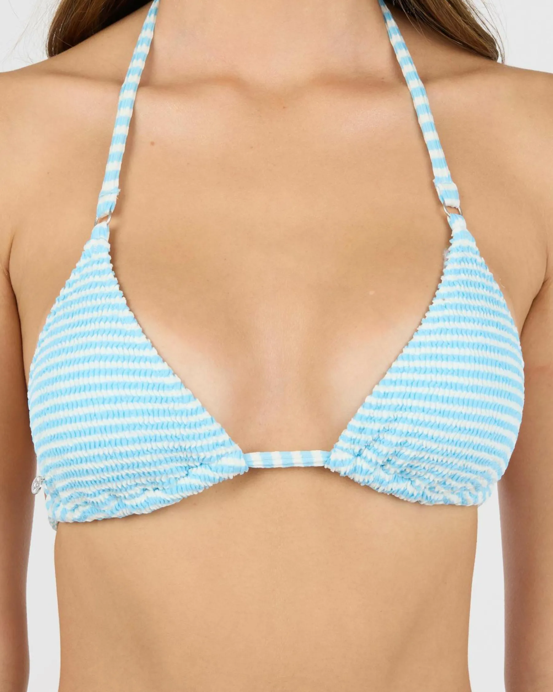 Bikinis*Rhythm Cove Stripe Sliding Triangle Bikini Top Blue
