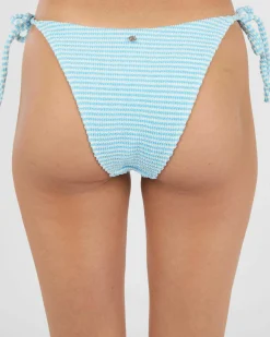 Bikinis*Rhythm Cove Stripe Tie Side High Cut Bikini Bottom Blue