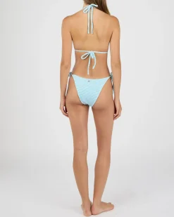 Bikinis*Rhythm Cove Stripe Tie Side High Cut Bikini Bottom Blue
