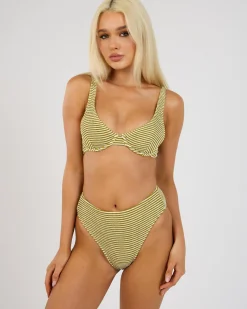 Bikinis*Rhythm Cove Stripe Underwire Bikini Top Olive