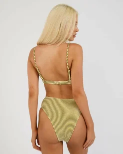 Bikinis*Rhythm Cove Stripe Underwire Bikini Top Olive