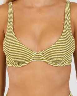 Bikinis*Rhythm Cove Stripe Underwire Bikini Top Olive