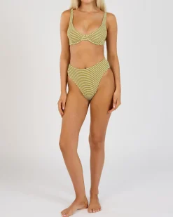 Bikinis*Rhythm Cove Stripe Underwire Bikini Top Olive