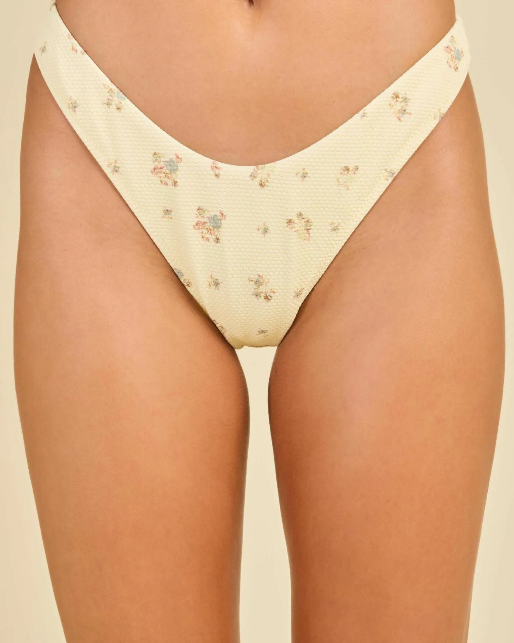 Bikinis*Rhythm Dahlia Floral Hi Cut Bikini Bottom Lemon