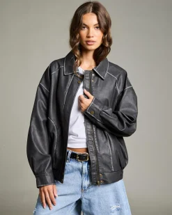 Sale Dakota Faux Leather Bomber Jacket Women Jackets & Coats