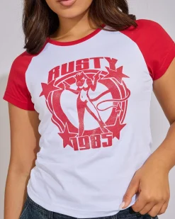 Daring Devil Cap Sleeve Baby Tee Women Tops