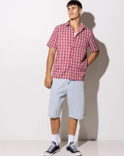 New Datsun Check Short Sleeve Shirt Tops & T-Shirts|Linen Blend