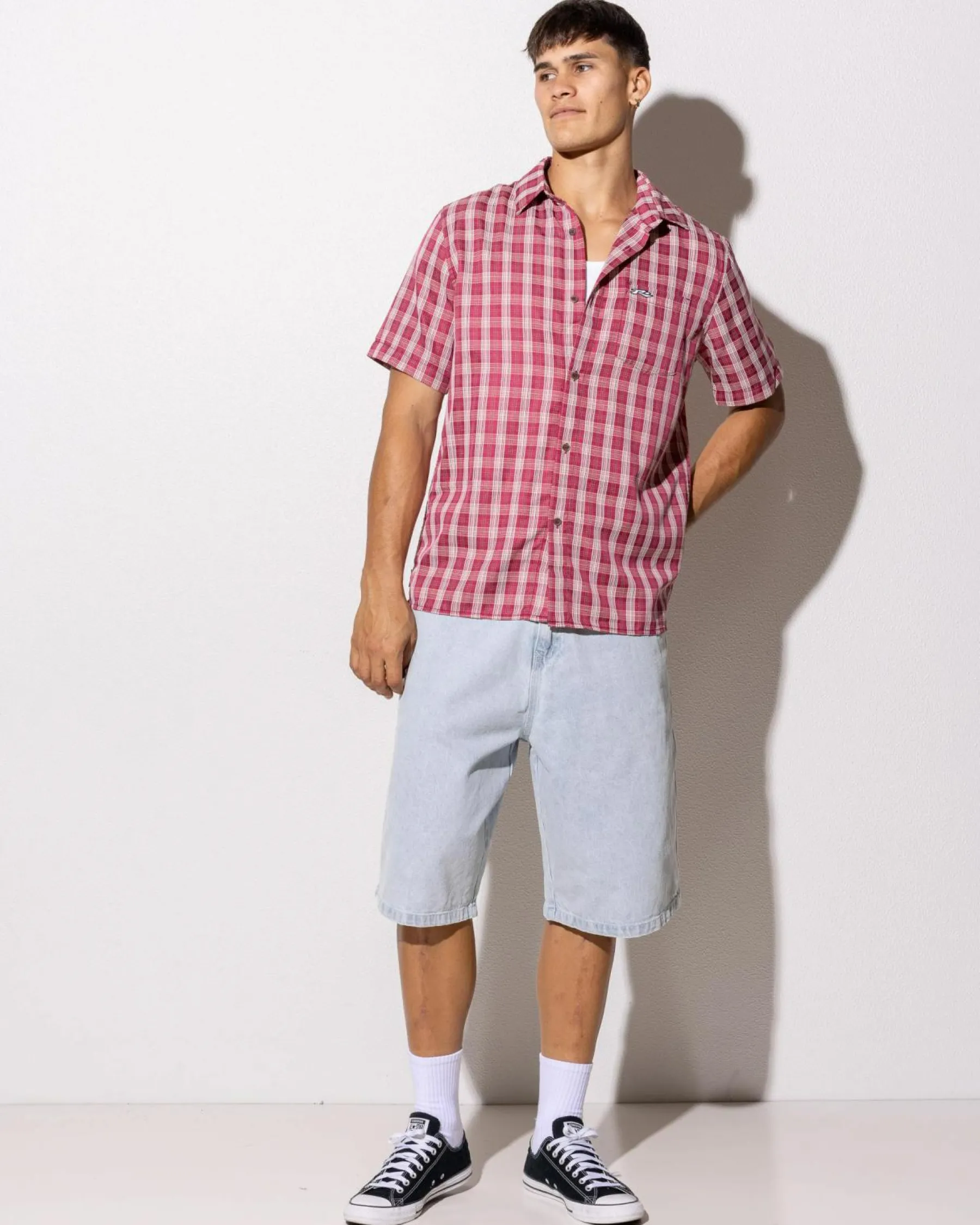 New Datsun Check Short Sleeve Shirt Tops & T-Shirts|Linen Blend