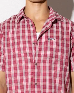 New Datsun Check Short Sleeve Shirt Tops & T-Shirts|Linen Blend