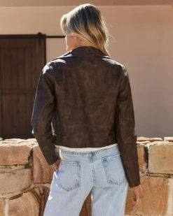 Clearance Davidson Faux Leather Jacket Women Jackets & Coats
