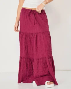 Bottoms*Mooloola Dawn Maxi Skirt Wine