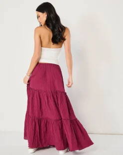 Bottoms*Mooloola Dawn Maxi Skirt Wine