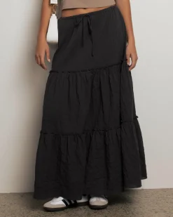 Bottoms*Mooloola Dawn Maxi Skirt Charcoal