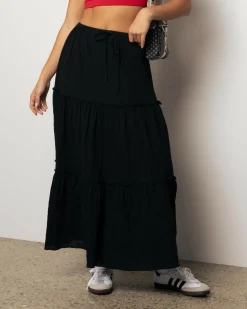 Bottoms*Mooloola Dawn Maxi Skirt Black