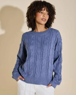 Knitwear|Jumpers & Hoodies*Into Fashions Dawson Knit Jumper Grey Blue